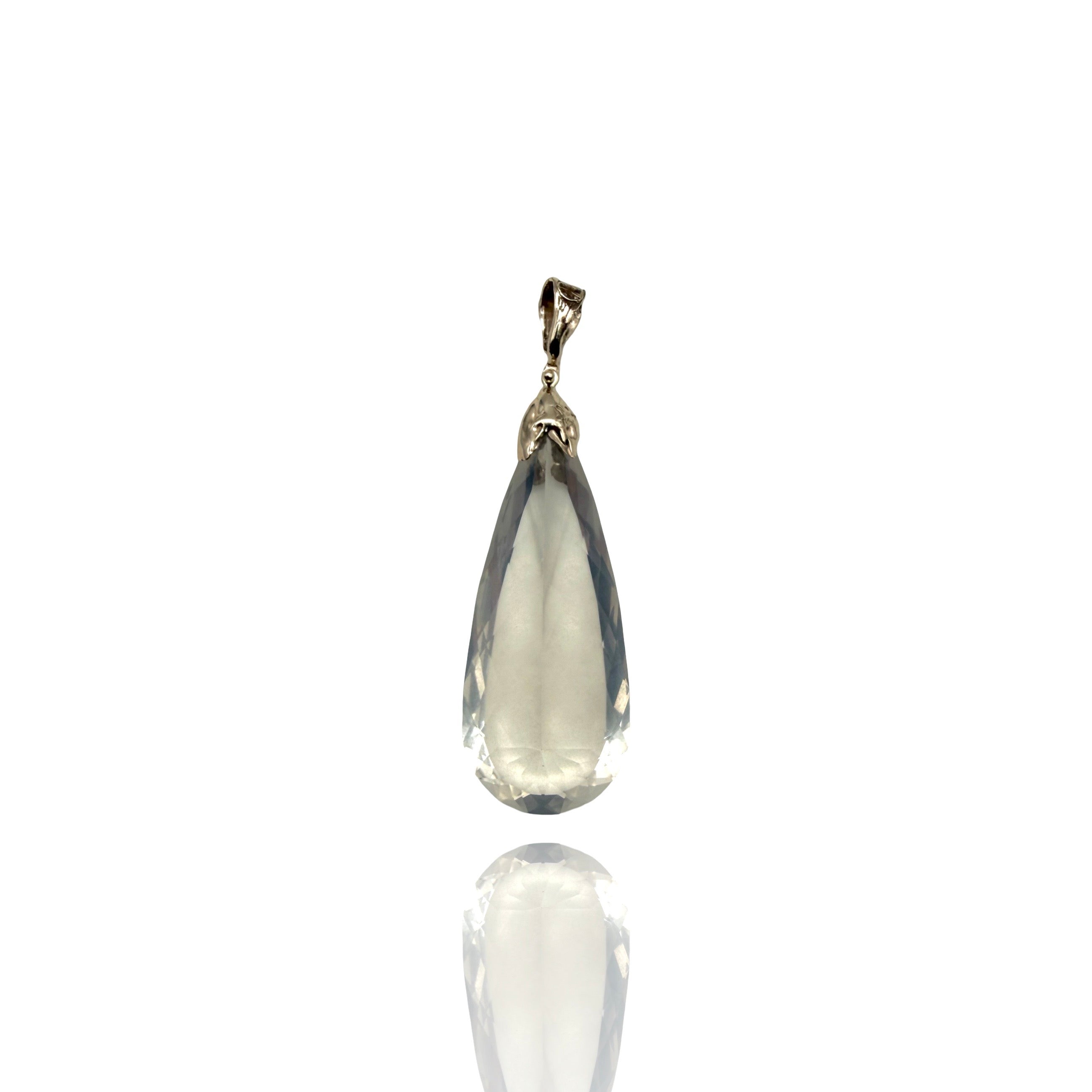 9KT White Gold Pendant with white Quartz