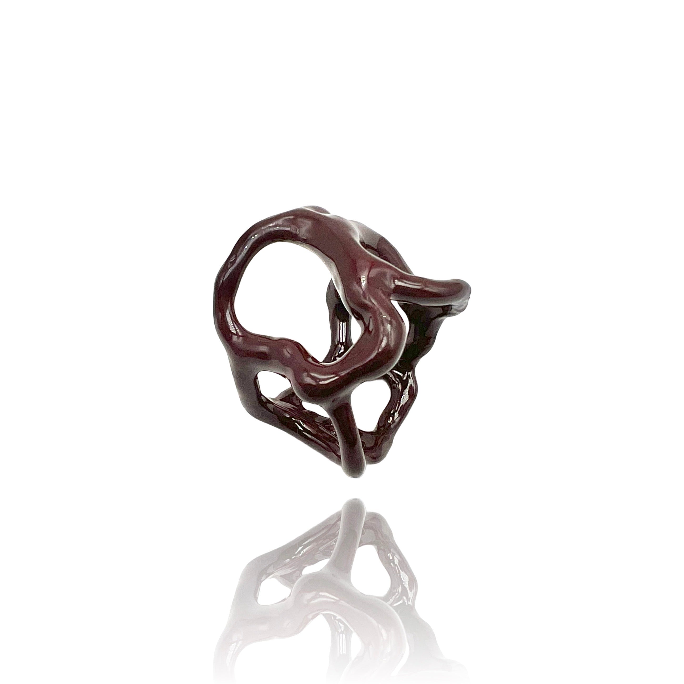 Silver brown choco Ceramic Plated Organic Ring