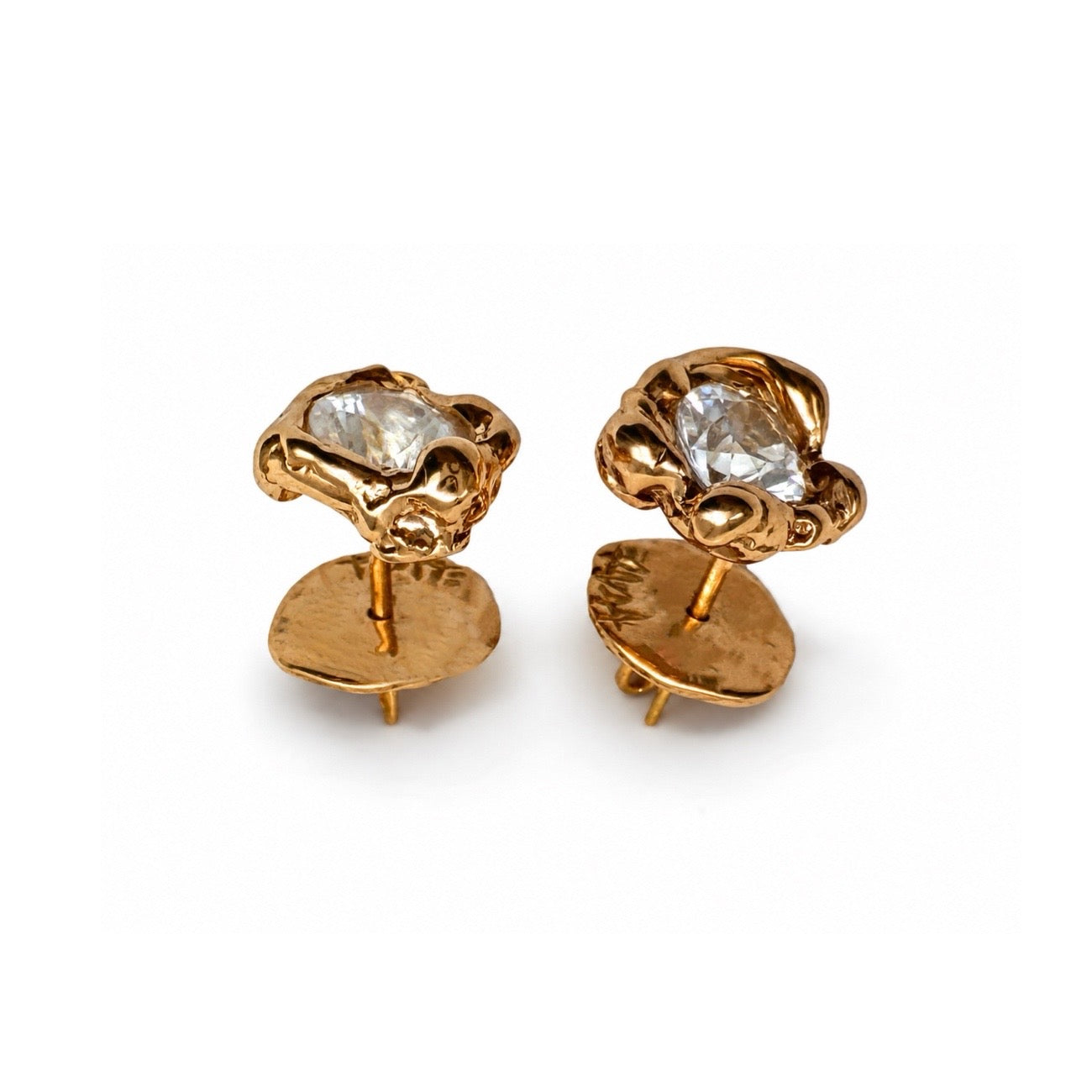 18 kt Gold earrings and Natural Zircon