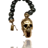 Sterling Silver Big skull bracelet with Honduras opal