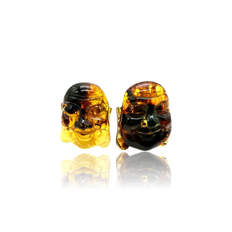 Sterling Silver and blue amber Budda cufflinks