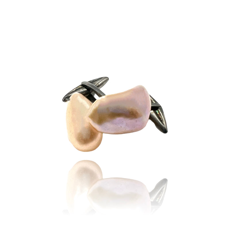 Silver and freshwater pearls cufflinks