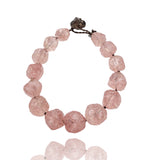 Necklace in intense rose Quartz irregular spheres