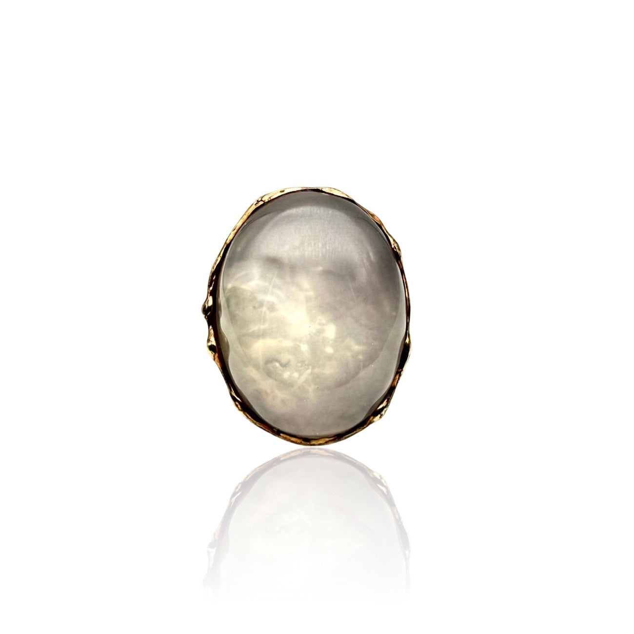 Sterling Silver Ring  and Brown Rhodium with quartz cabochon