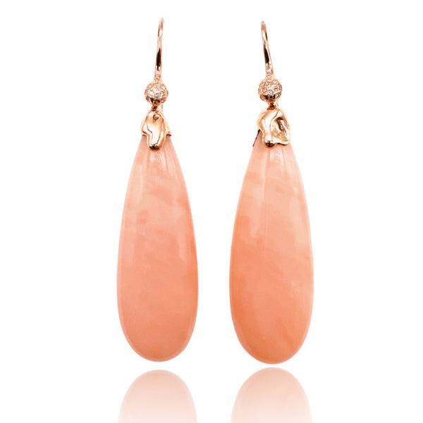 18 kt rose gold earrings with pink opal