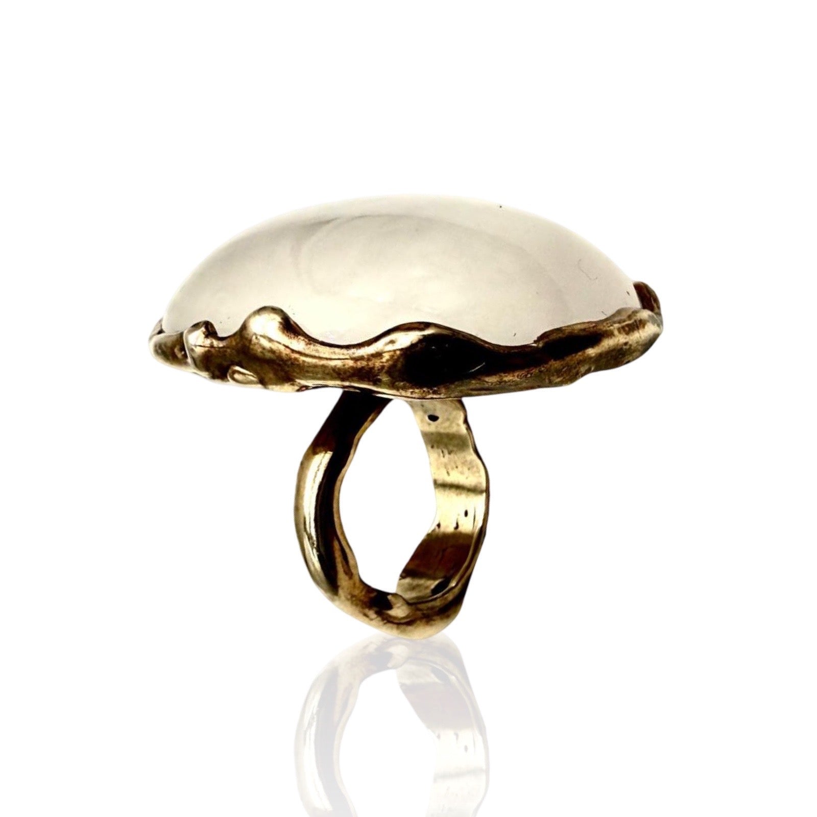 Sterling Silver Ring  and Brown Rhodium with quartz cabochon