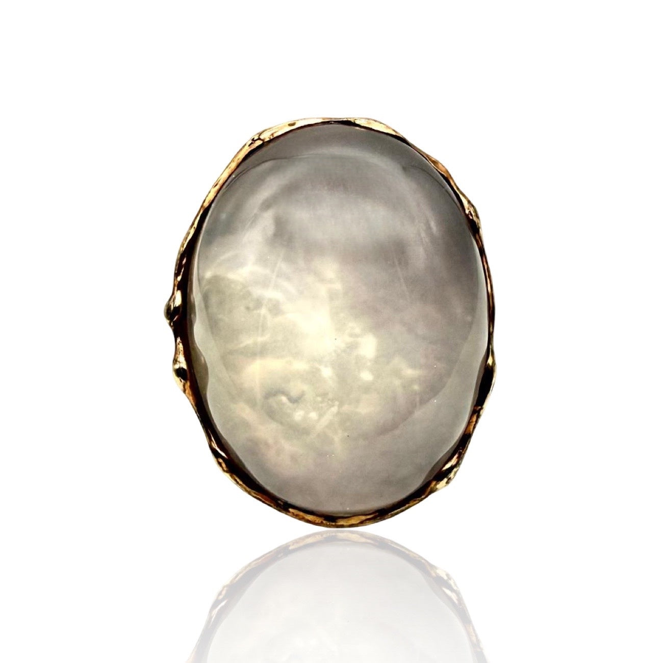 Sterling Silver Ring  and Brown Rhodium with quartz cabochon