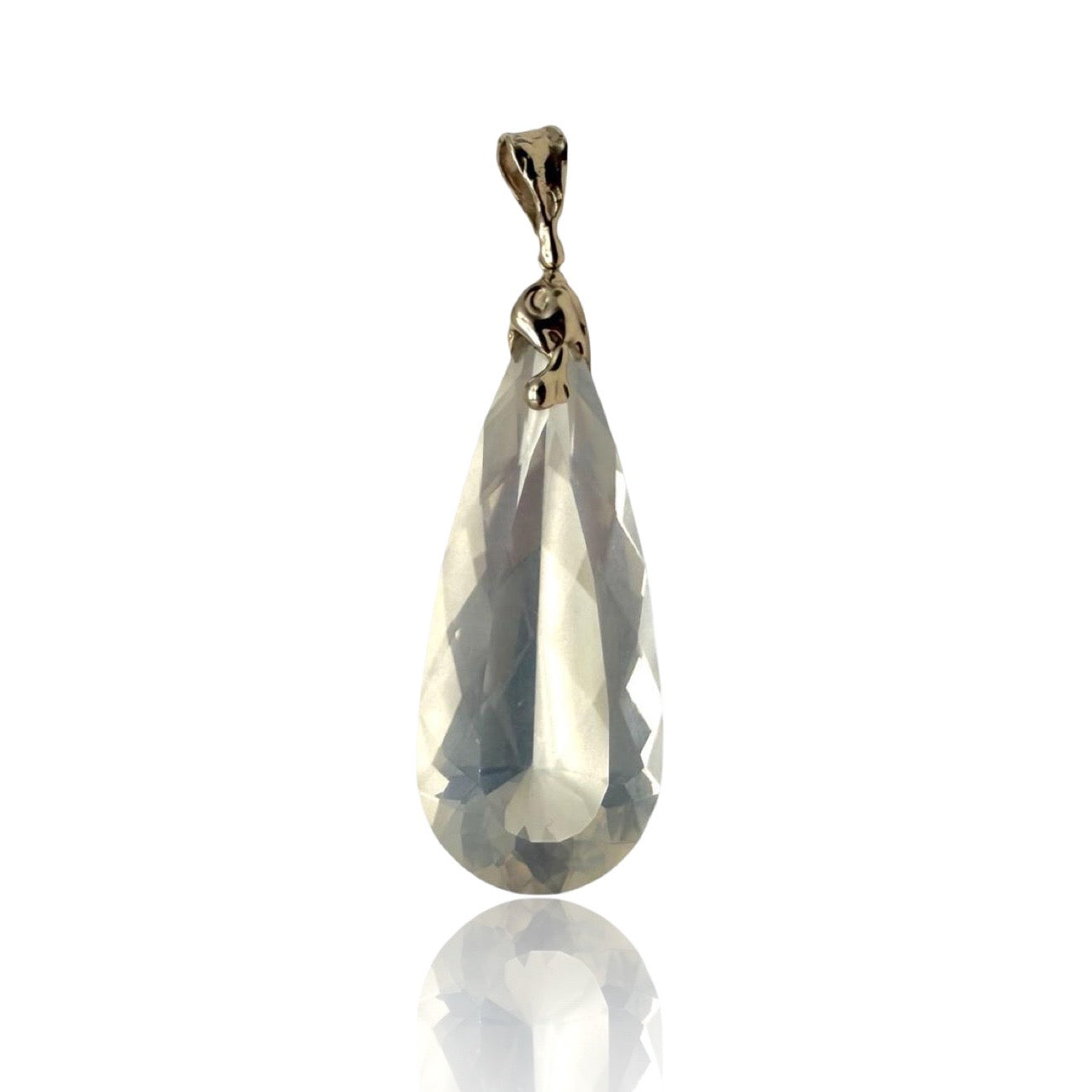 9KT White Gold Pendant with white Quartz