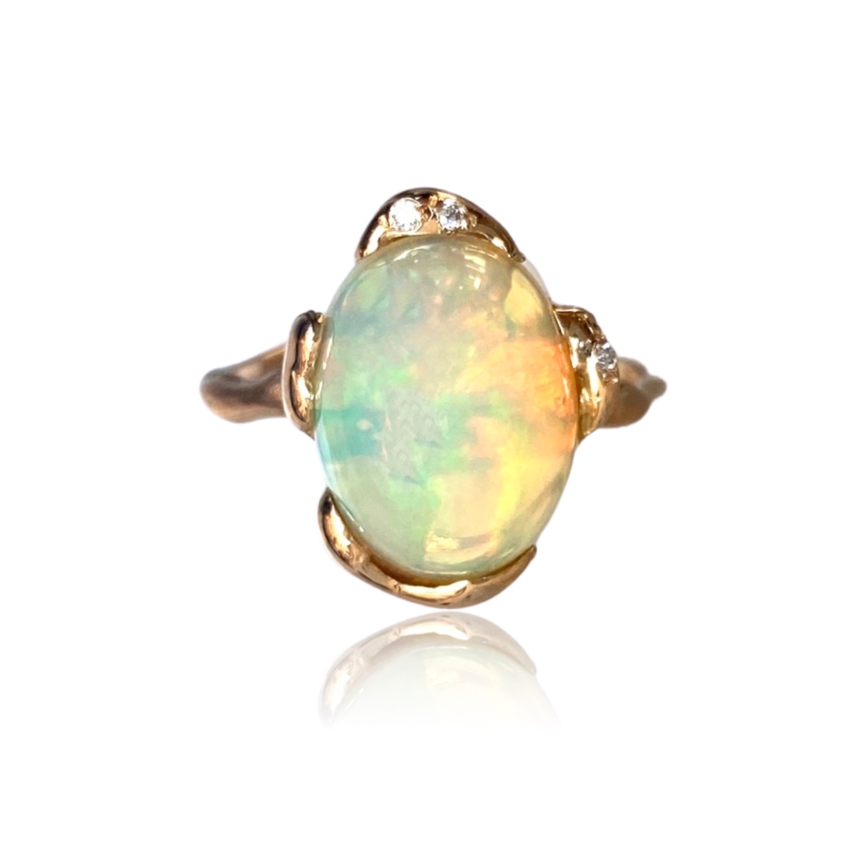 18kt Rose Gold Microbo Ring with Ethiopian Opal and Diamonds