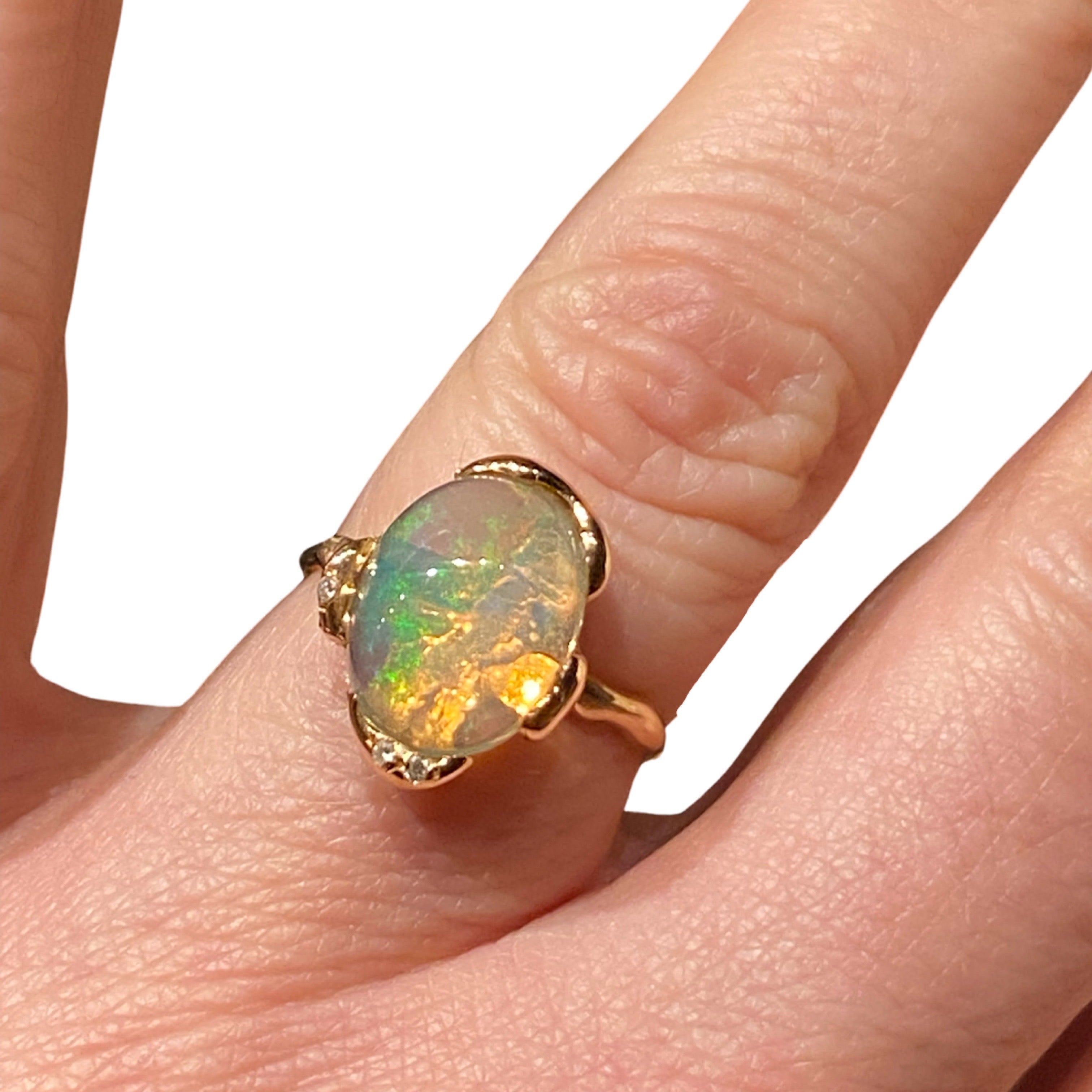 18kt Rose Gold Microbo Ring with Ethiopian Opal and Diamonds