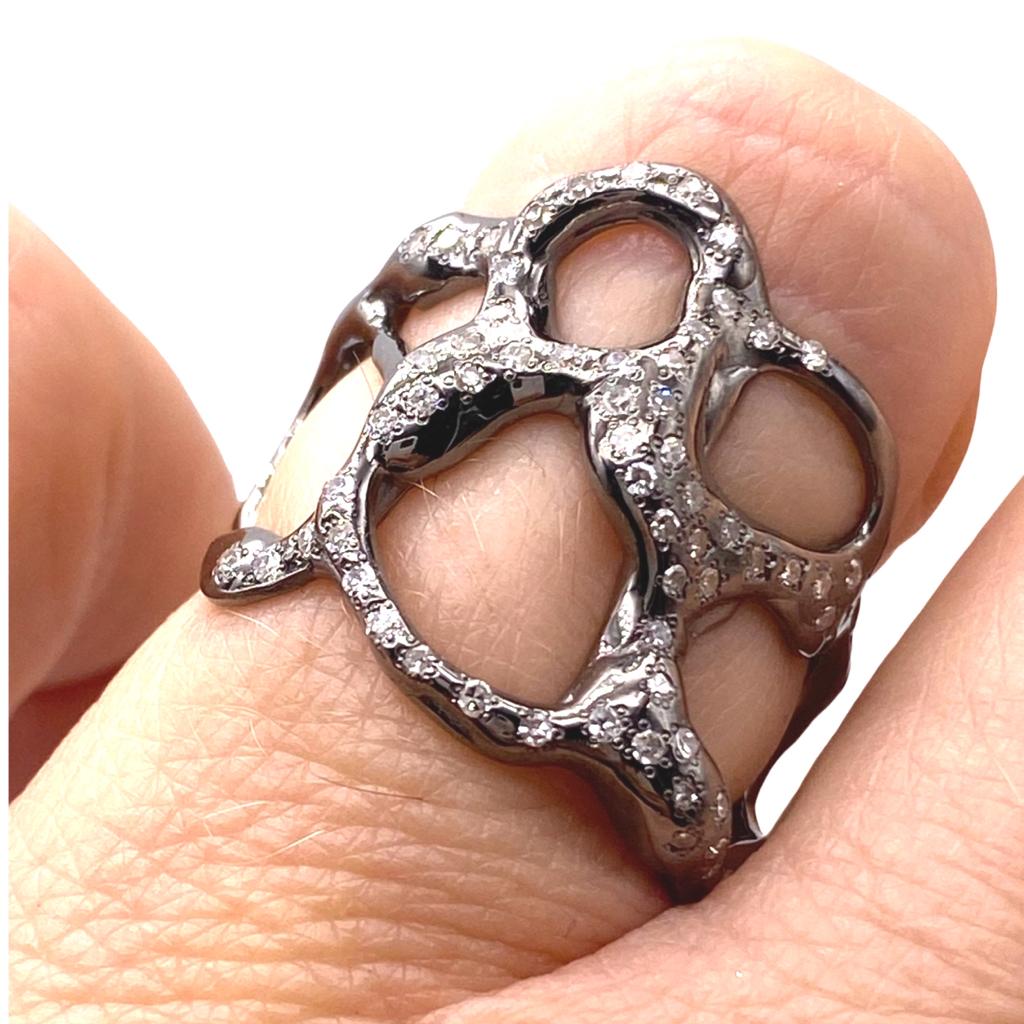 18kt Black Gold Crateri Ring with Diamonds