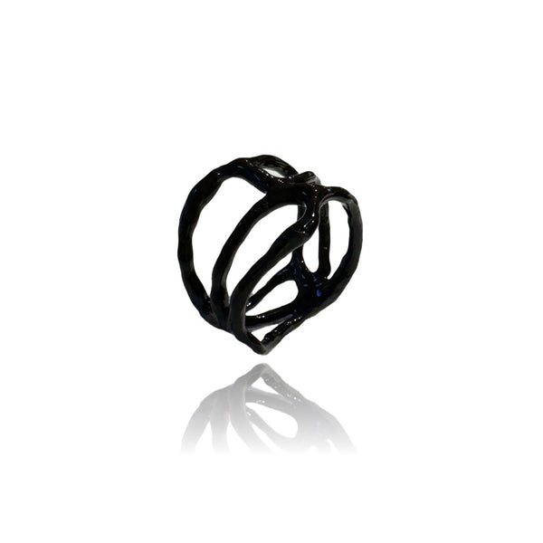 Silver Ceramic Plated Organic Ring