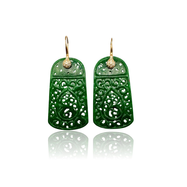 Green Jade and Diamonds Earrings