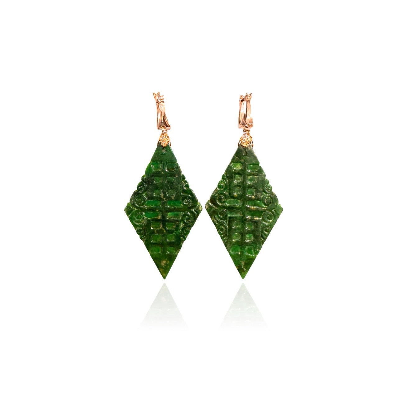 18 kt yellow gold with Green Jade Earrings