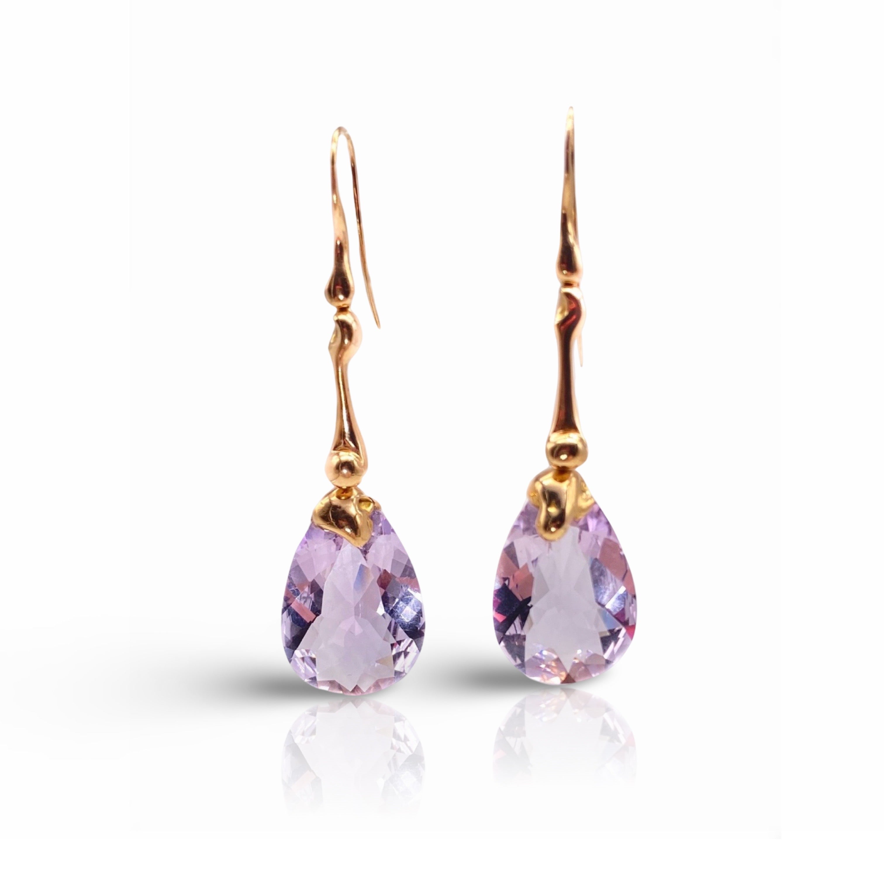 18kt Rose Gold Cotton Fioc Earrings with Amethyst