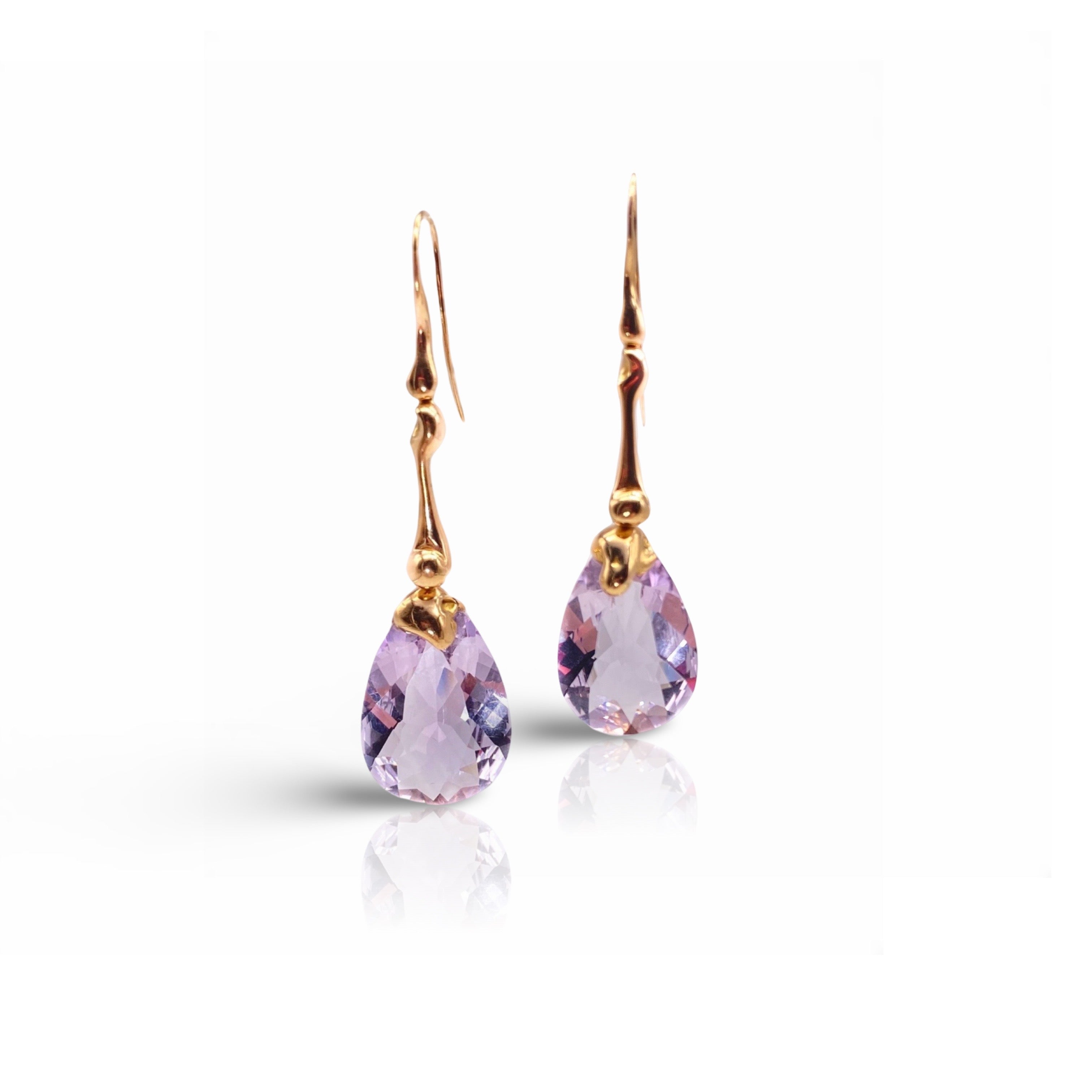 18kt Rose Gold Cotton Fioc Earrings with Amethyst