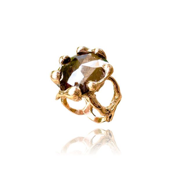 18kt Rose Gold Quercus Ring with Brown Sapphire