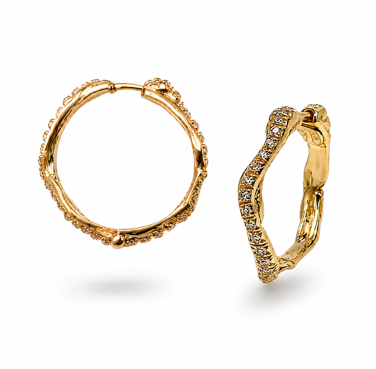 18kt Gold Fluid Hoops Earrings