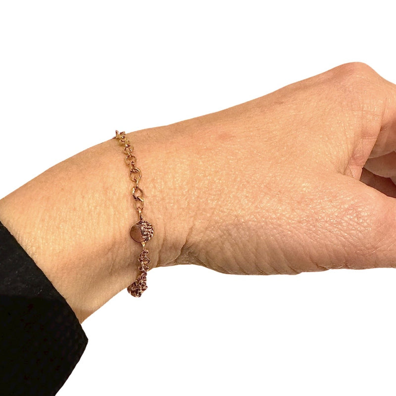 18kt Rose Gold Micro Micro Bracelet With Medal