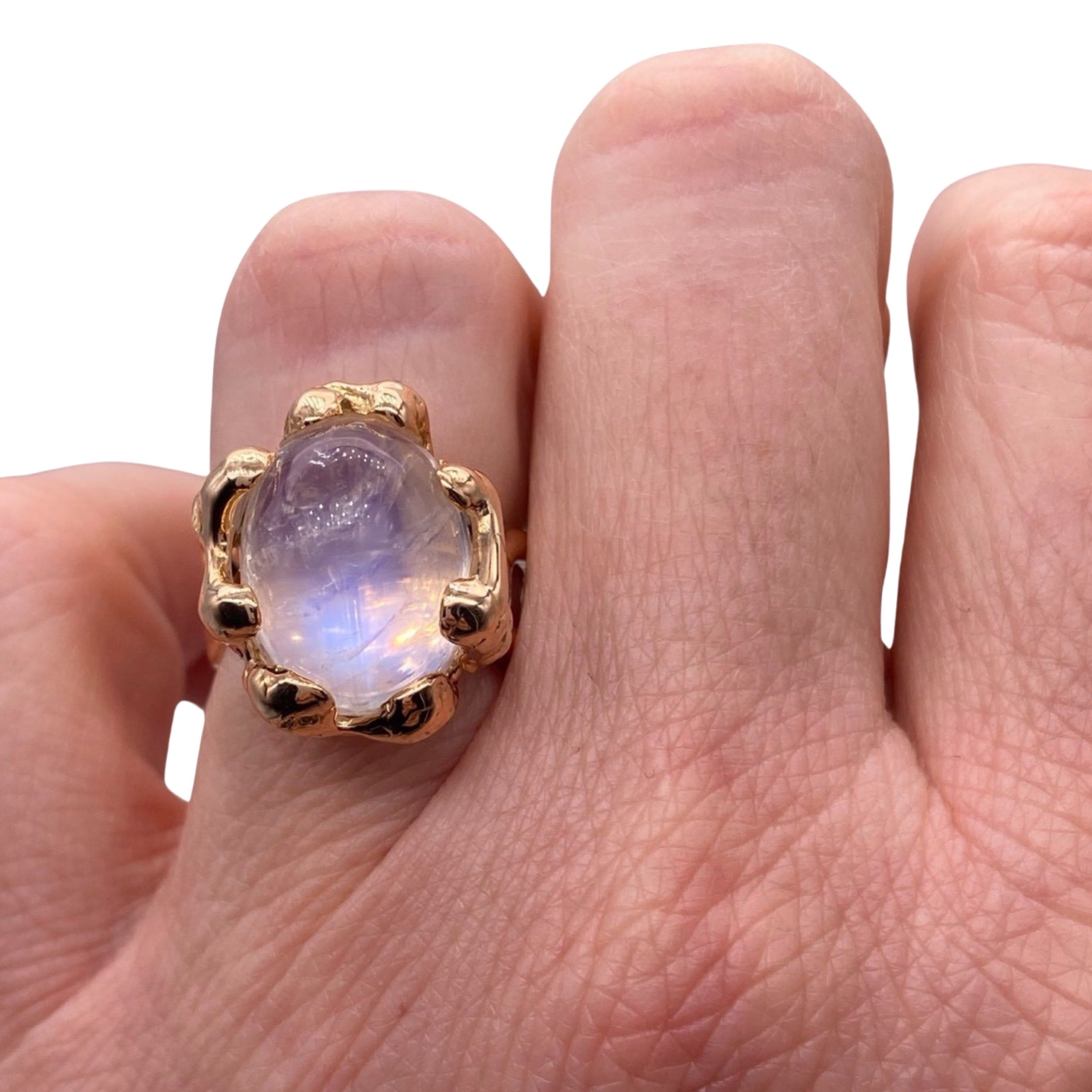 18kt Gold Petite Quercus Rainbow Moonstone Ring