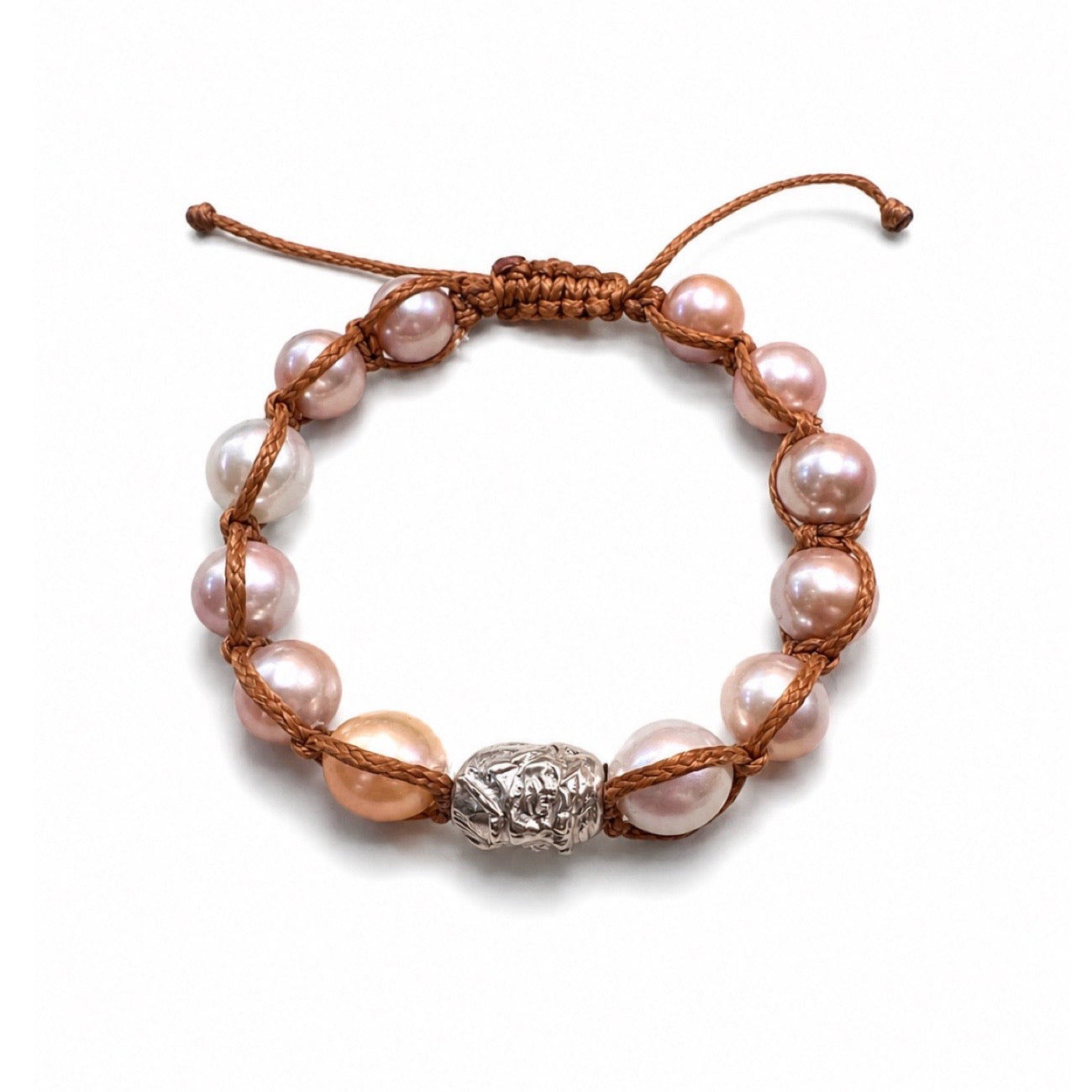 Sterling Silver Mask  bracelet with fresh water pearls