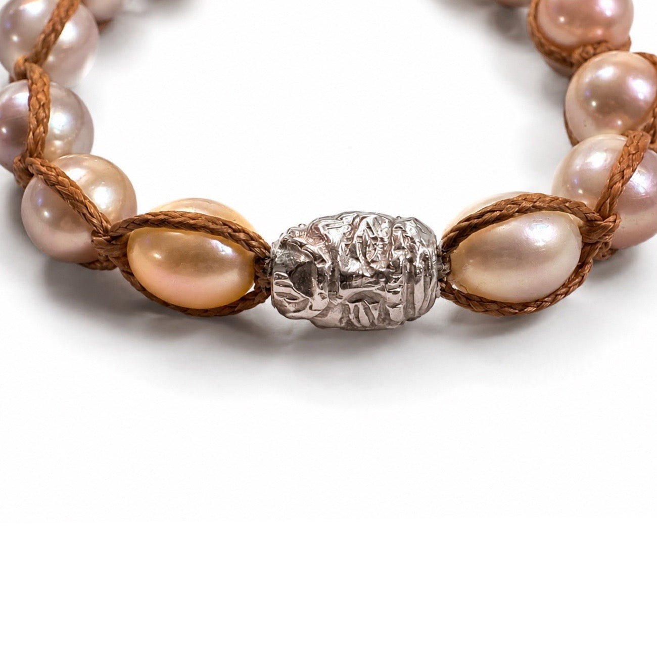 Sterling Silver Mask  bracelet with fresh water pearls