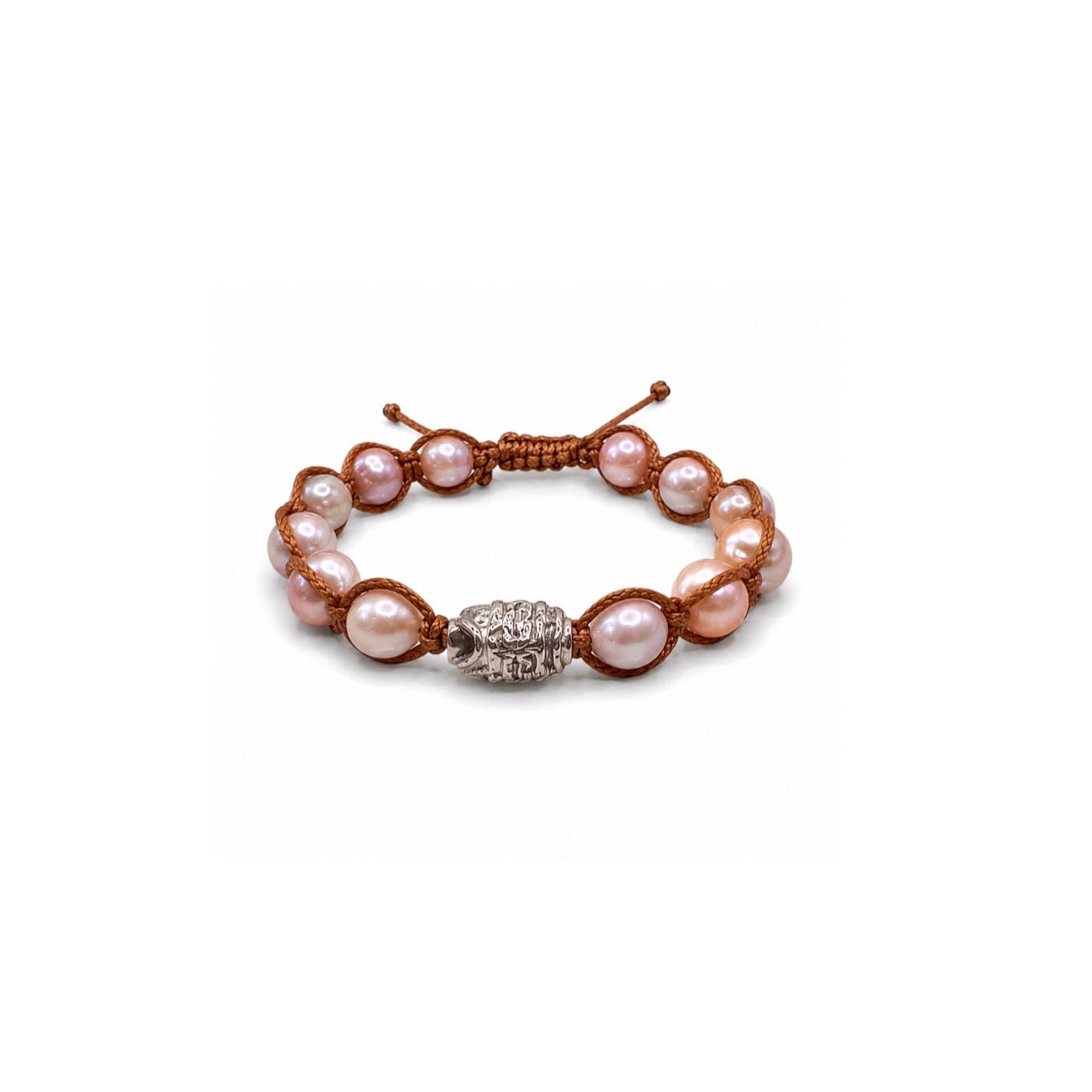 Sterling Silver Mask  bracelet with fresh water pearls
