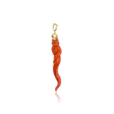 18kt Yellow Gold pendant with coral corn