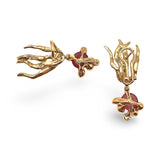 18kt Gold Earrings with red Tourmaline and diamonds