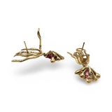 18kt Gold Earrings with red Tourmaline and diamonds