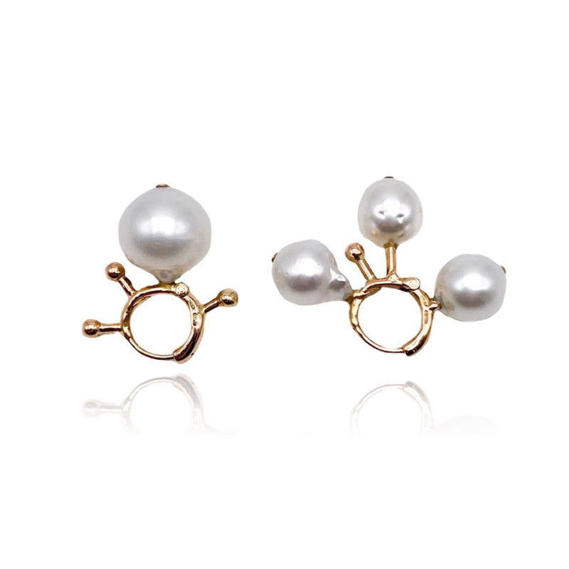 18kt Rose Gold Afro Earring with Pearls