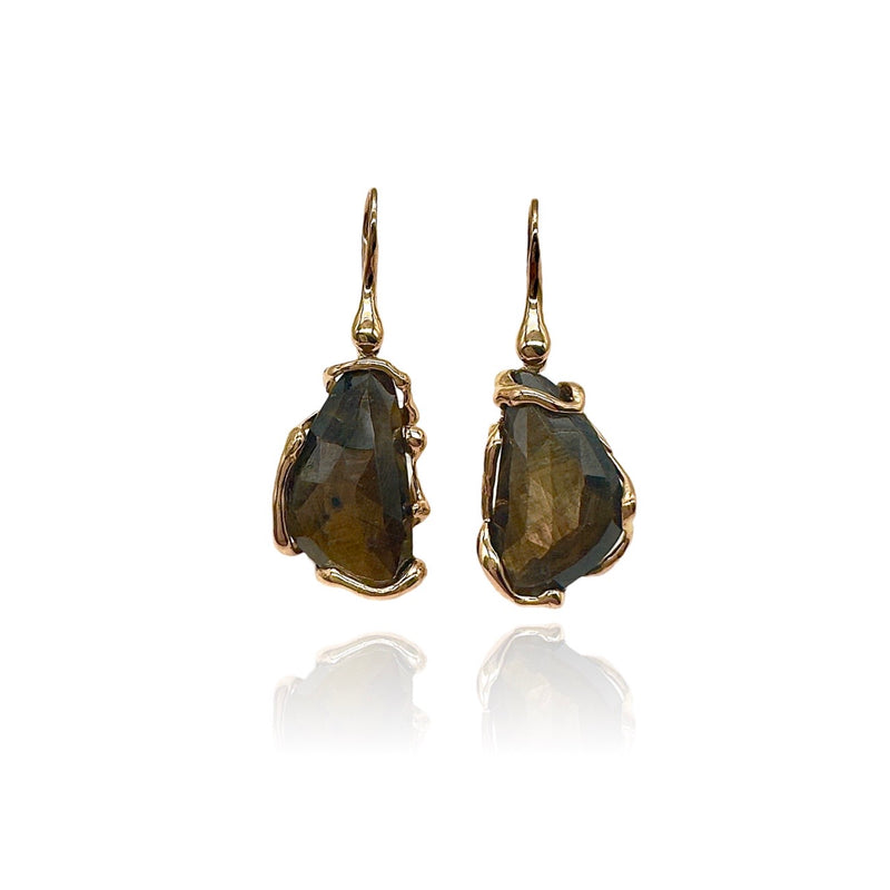 18kt Rose Gold Brown Sapphires Quercus Earrings