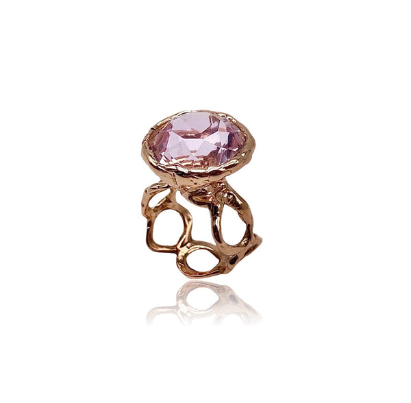 18kt Rose Gold Reticolo Ring with Morganite