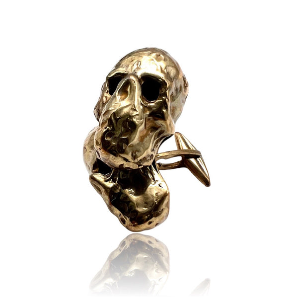 Silver brown skull cufflinks