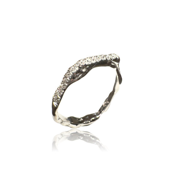 18kt White Gold Organic Band with Diamonds