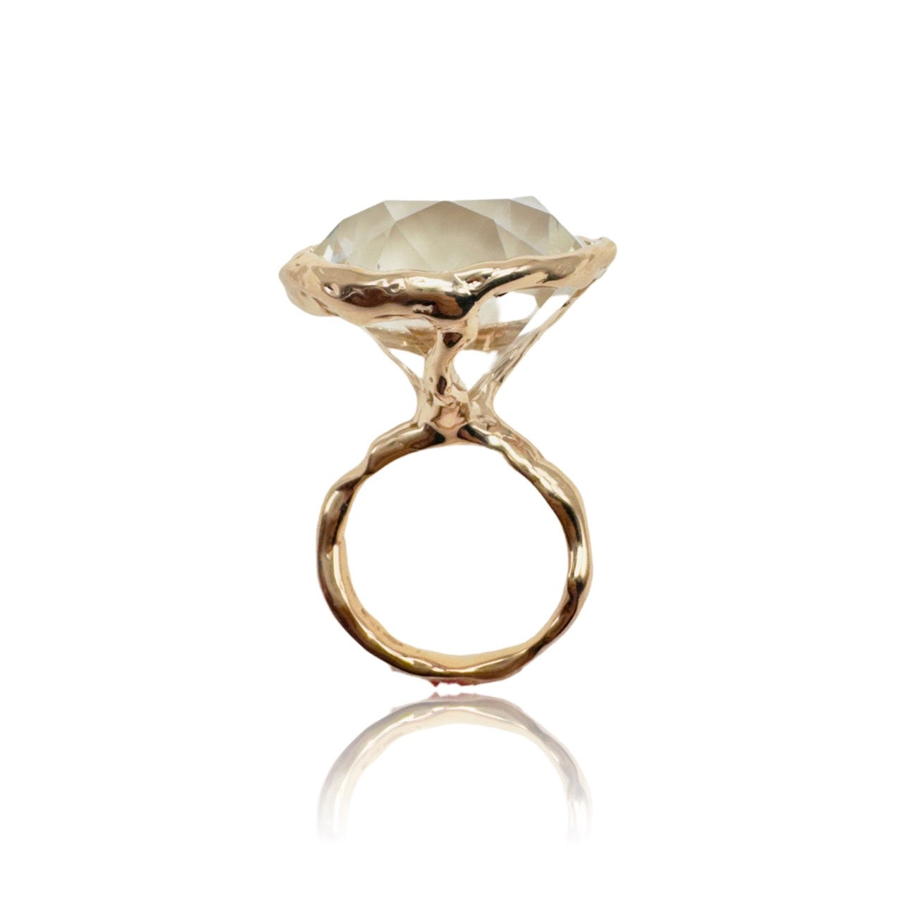 18kt Rose Gold Ring with White Topaz BIG 20mm
