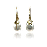 18kt Yellow Gold Organic Earrings with australian pearls