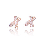 18kt  Gold X earring with Diamonds