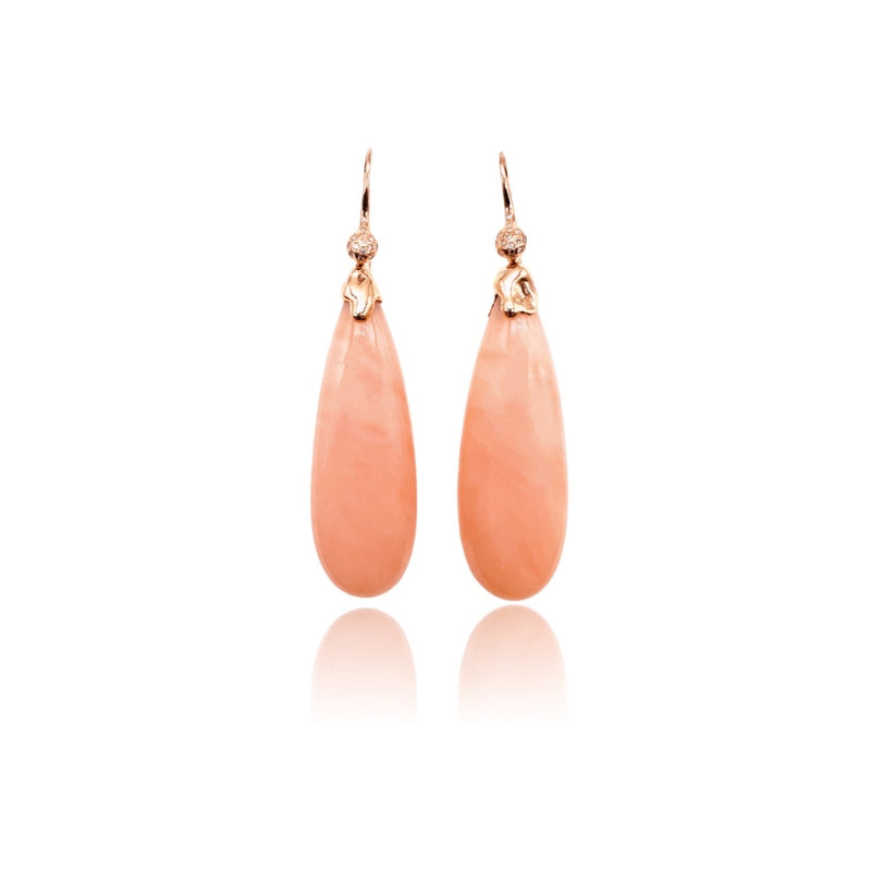 18 kt rose gold earrings with pink opal