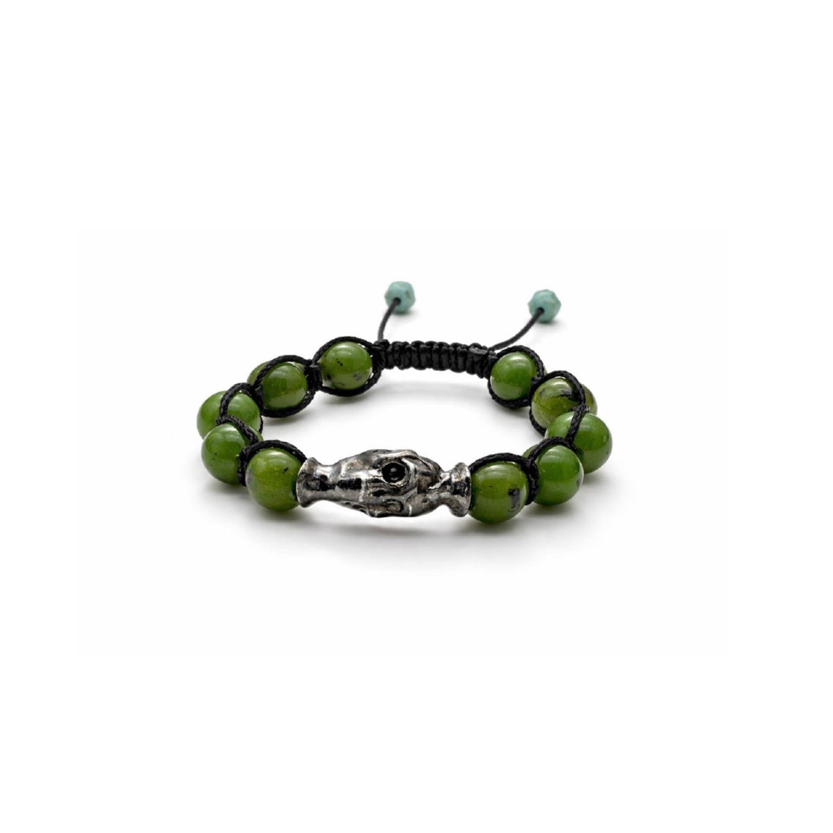 Sterling Silver skull   bracelet with avventurine beads