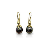 18kt yellow gold earrings with Tahitian black    Pearls