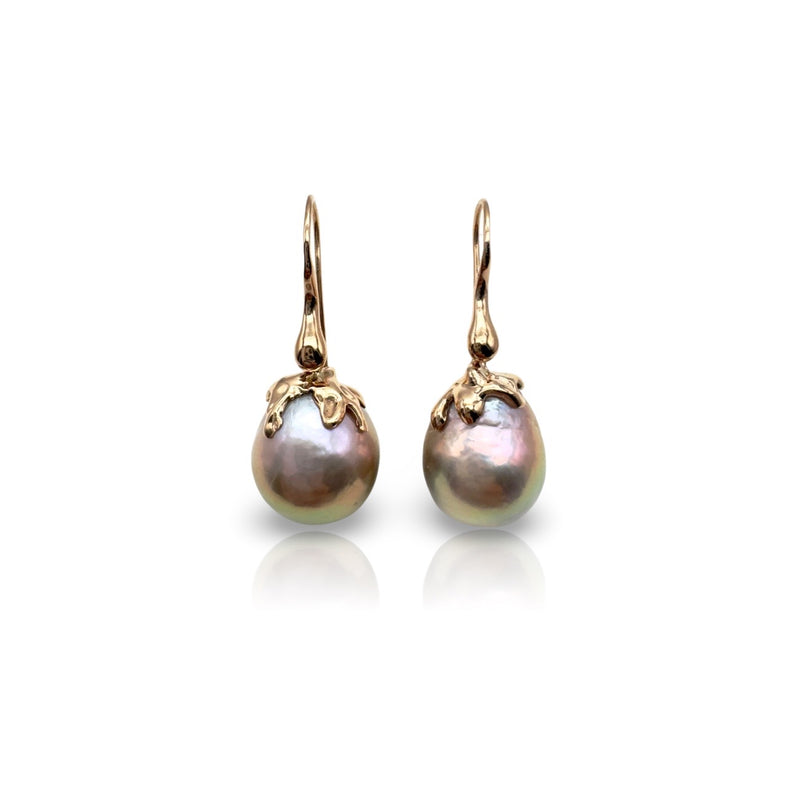 18 kt Rose Gold Big Freshwater Rose  pearls