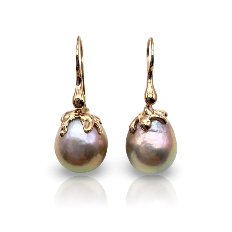 18 kt Rose Gold Big Freshwater Rose  pearls