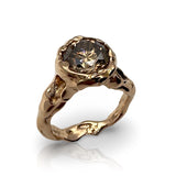 18 Kt Solitary Gold Ring with brown diamond