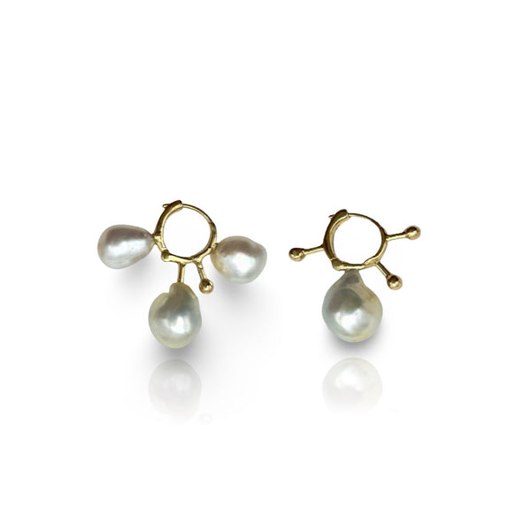 18kt Rose Gold Afro Earring with Pearls