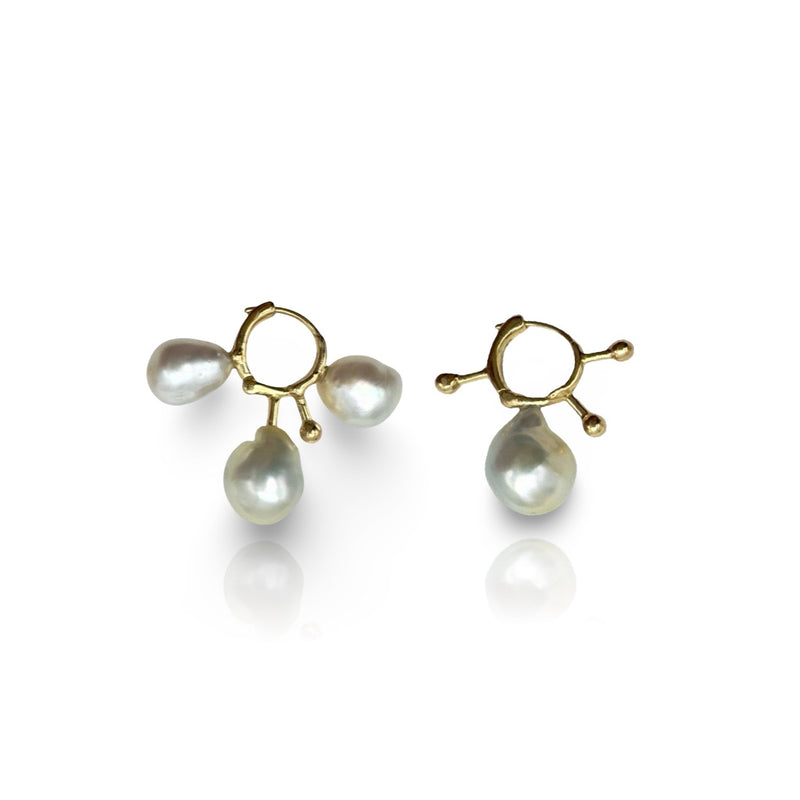 18kt Rose Gold Afro Earring with Pearls