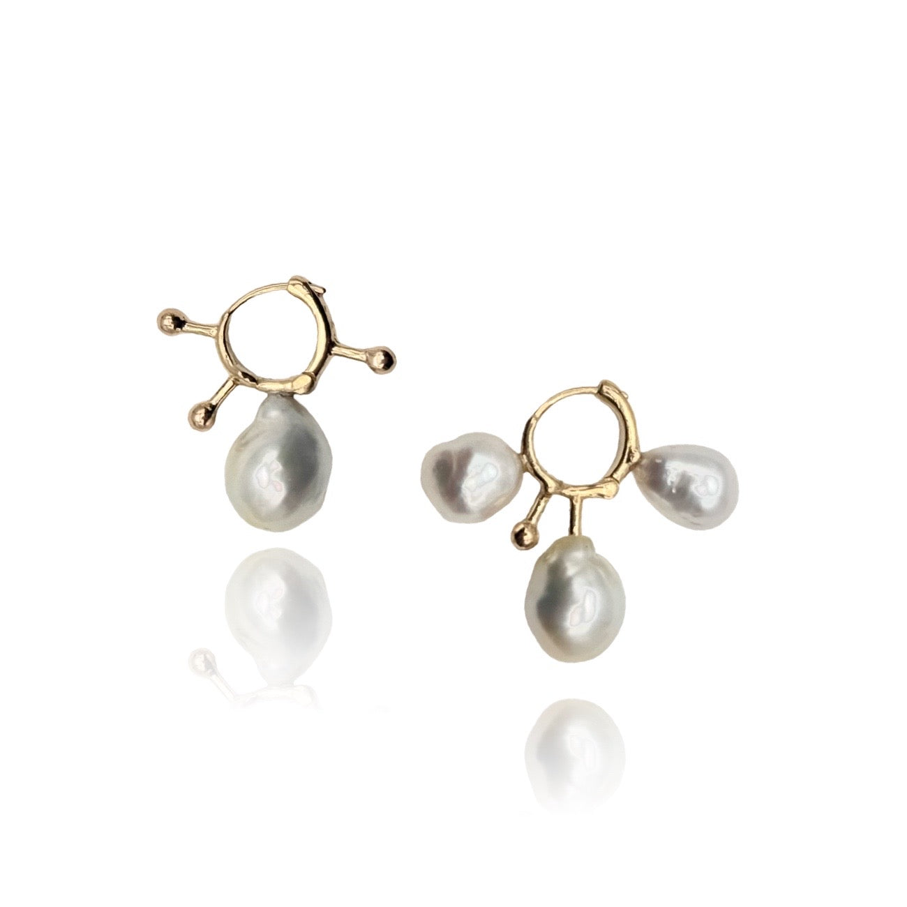 18kt Rose Gold Afro Earring with Pearls