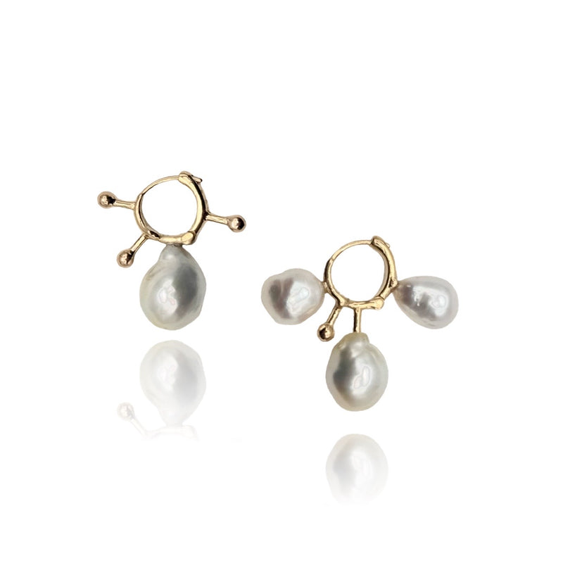 18kt Rose Gold Afro Earring with Pearls