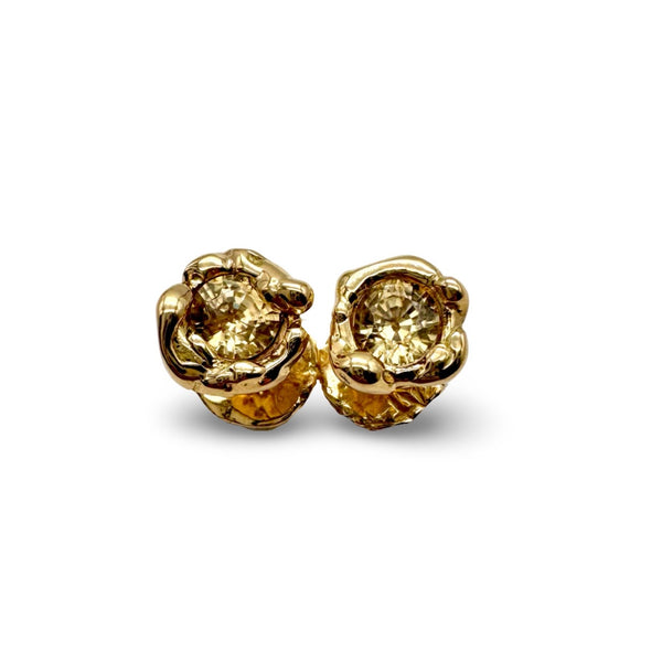 18 kt Yellow Gold earrings and Natural Yellow Zircon