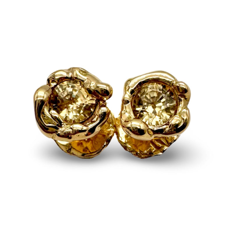 18 kt Yellow Gold earrings and Natural Yellow Zircon